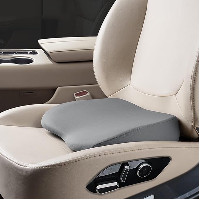 2 in 1 Wedge Car Cushions for Driving - Adult Booster Seat for Car to Raise Height - 3.5 Inches Memory Foam Driver Seat Cushion Lumbar Support for Car Truck Seat,Grey