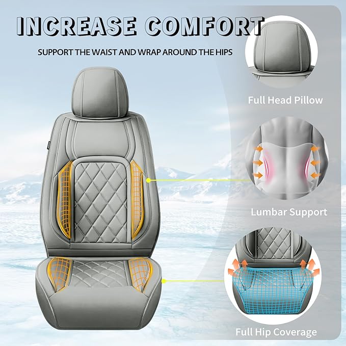 Fit Tucson Car Seat Covers Compatible with Hyundai Tucson 2010-2024 2026, Premium Leather Breathable, Wear Resistant, Airbag Compatible, All-Weather Protection & Full Coverage, Full Set Gray