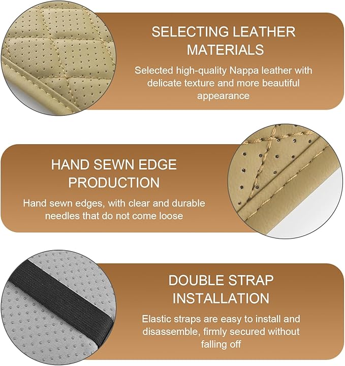 Car Center Console Cover, Leather Automotive Armrest Cushion with 2 Storage Bags, Breathable Armrest Cover, Universal Waterproof Arm Rest Protection Pad for SUV, Sedan, Truck (Beige)
