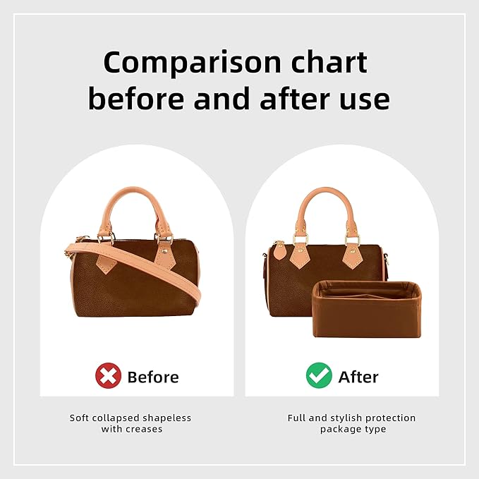 DGAZ Silk Purse Organizer Insert Fits LV Speedy 16/20/25/30/35/45 bags，Silky Smooth Bag Organizer，Luxury Handbag & Tote Shaper（Gold，New nano 16）