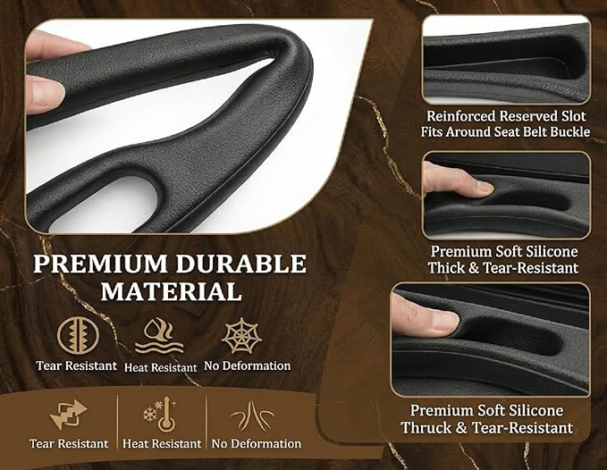 Seat Gap Filler 2 Pack, Car Seat Gap Plug with Storage Slot for Phone & Keys, High-Density Elastic Car Slot Organizer for Most Cars, SUVs, and Trucks - Black