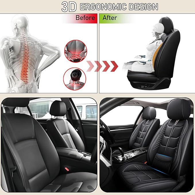 Leather Car Seat Covers Fit for Toyota Matrix 2003-2013, 5 Seater Car Seat Cover, Premium Waterproof, Scratch Resistant Car Interior Accessories (Full Set Black)