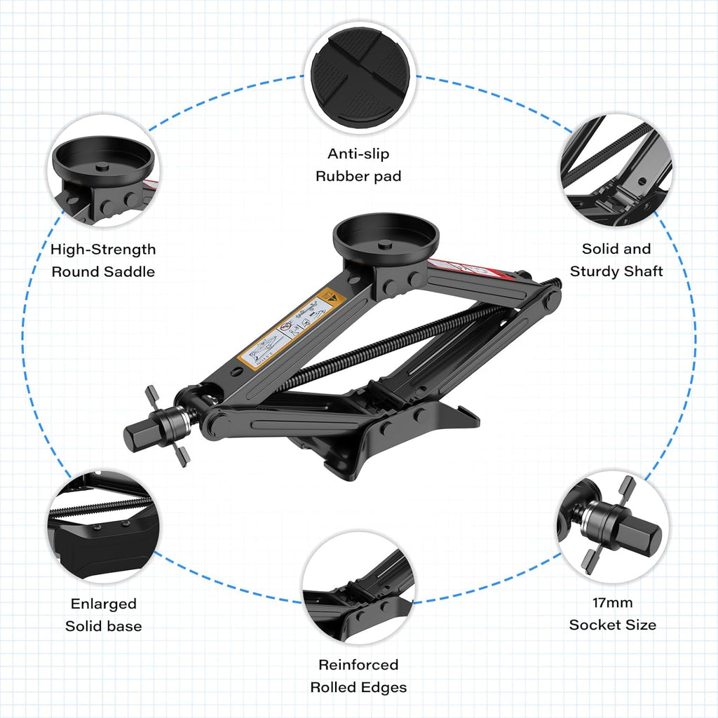 IMAYCC Car Jack Kit 2.5 Ton Scissor Jack Portable Car Jack and Stand Kit, Tire Changing Kit with Spare Tire Kit, Universal Jack Car Kit for Easy Tire Changes