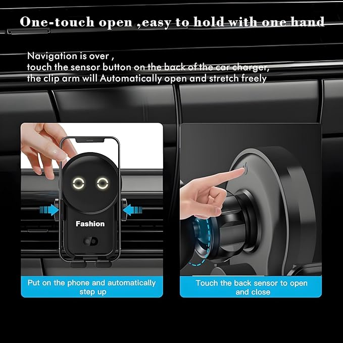 Cell phone holder wireless car charger,15W Auto Clamping Phone holders for your car fit for iPhone 16 15 14 13 12 Mini Pro Max 11 XR, Samsung Galaxy S24 Ultra S23 S22 S21+ Note 20 (Black)