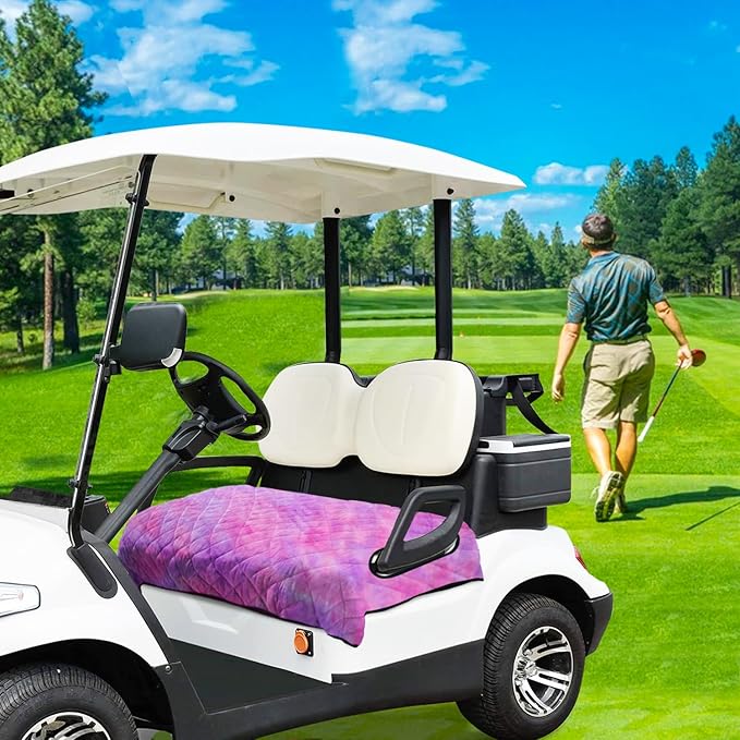 YOKYHOM Golf Cart Seat Covers for 2 & 4 Passenger Carts, Thick Short Plush with Non-Slip Backing, Ultra Soft Seat Towel Blanket, Fits EZGO, Club Car, Yamaha, 51"x30.5", Pink Purple
