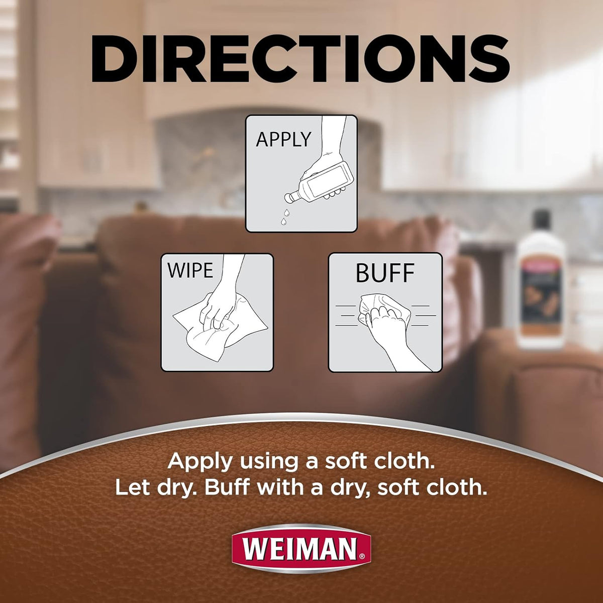 Weiman 3 in 1 Deep Leather Conditioner Cream (2 Pack) - Restores Leather Surfaces - Use on Leather Furniture, Car Seats, Shoes, Bags, Jackets, Saddles