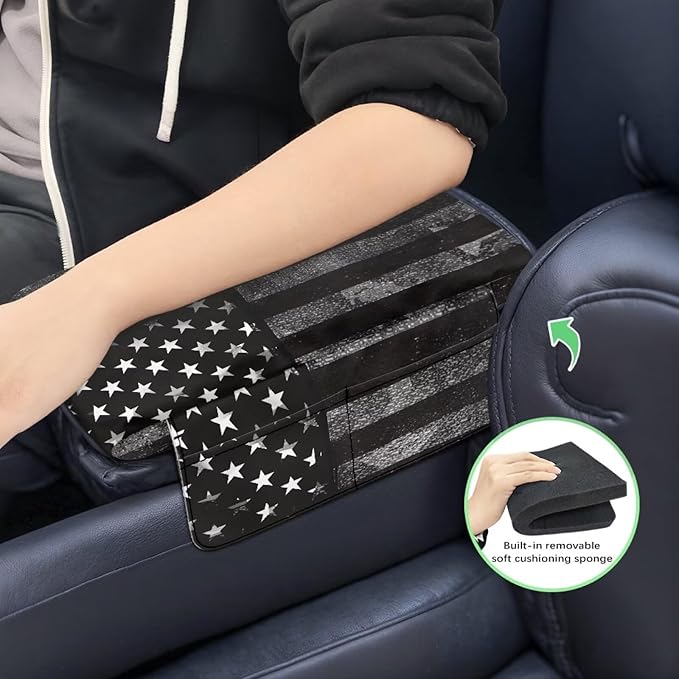 Tupalatus Police Flag Car Console Cover Washable Car Center Console Replacement Accessories Interior Protection Breathable Easy Installation Universal Fit for Car SUV Trucks