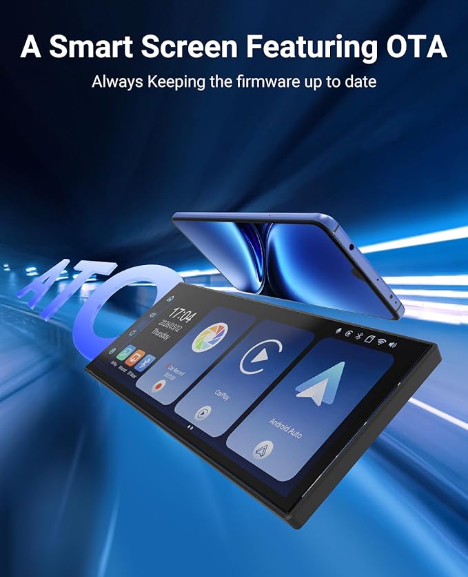 Wireless CarPlay and Android Auto 10.26-inch Touchscreen, 4K Dash Camera and 1080p Backup Camera, Universal Portable car Display, Equipped with 64G Memory Card