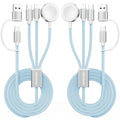 2Pack Travel Essentials,3 in 2 USB C Cable for Apple Watch Charger,iPhone Charger,Multi Charging Cable,Cruise Vacation Camping,Portable for iWatch Series 11-2/Ultra/SE & iPhone 17-12,Car,Blue