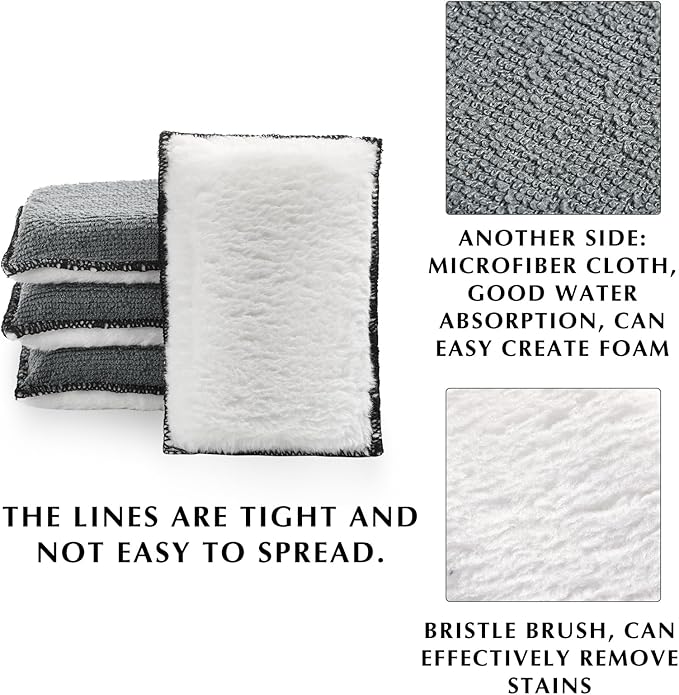 Mudder 8 Pcs Car Interior Scrubbing Sponge 5'' x 3'' Fiber Car Wax Applicator pad Household Cleaning Sponges for Leather Car Seat Couch Cleaning (Gray White)