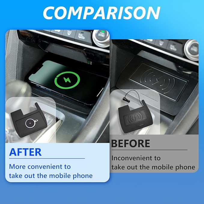 Xipoo Wireless Charger Pad Compatible with 2016-2021 Honda Civic Magnetic Car Wireless Charger Fast Charging Tray Replacement for 2016-2021 Honda Civic Accessories