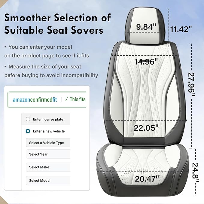 Coverado Front Seat Covers, Luxury Leather Seat Covers for Cars, Automotive Seat Cover, Car Seat Protector Waterproof, Premium Car Seat Covers Car Seat Cushions Universal Fit for Most Cars (Gray&Pink)