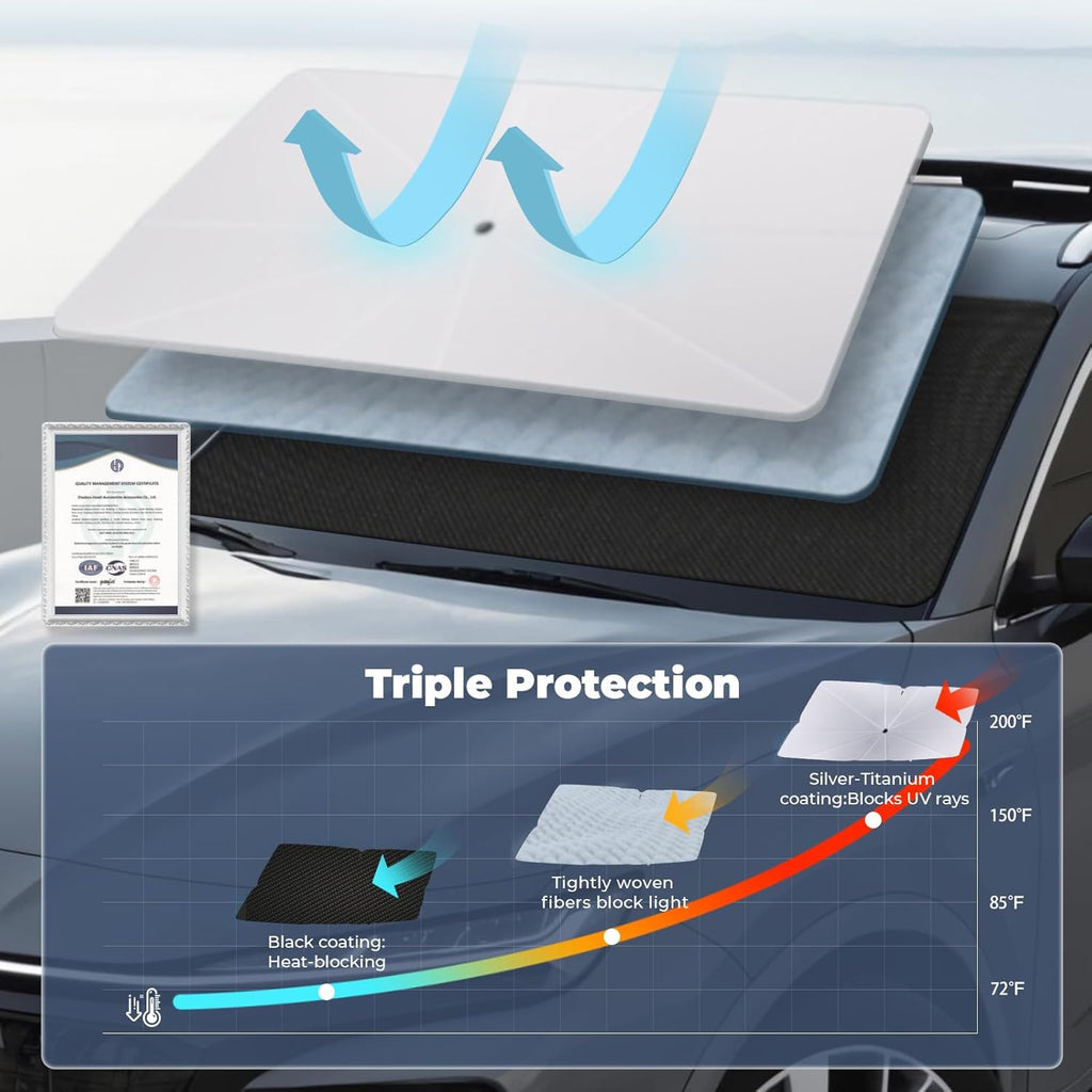 Windshield Sun Shade Umbrella: for Toyota RAV4-2013-2018 - Front Car Window Shades - Foldable Sunshades Block UV Keep Cool
