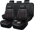CAR PASS 3D Foam Faux Leather Car Seat Covers Full Set, Red Waterproof Leather Seat Cover for Cars,Luxury Universal Fit for SUV Truck Sedan Automotive,Armrest Airbag Compatible Anti-Slip,Black and Red
