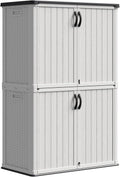 Patiowell 50 cu.ft Plastic Outdoor Storage Shed, Lockable Waterproof Resin Storage Cabinet Vertical Storage Shed for Garden Tools, Garbage Cans, Pool Supplies, White(Not Include Shelves)