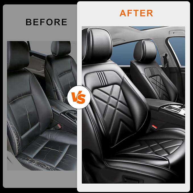 Car Seat Covers Custom Fit for Mazda 3 2007-2026, Premium Leather, Full Coverage Leather Waterproof Breathable Seat Covers, Automotive Seat Protectors, Airbag Compatible(2 Front Seats, Black)