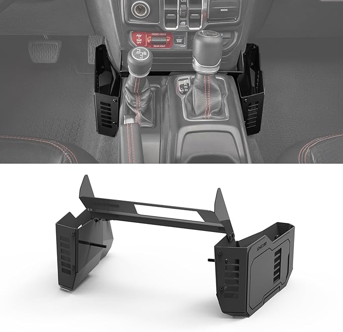 Metal Gear Shift Organizer Tray Compatible with Jeep Wrangler JL/JLU & Gladiator JT 2018-2025, Center Console Shifter Side Tray Storage Box Interior Accessories (Not for JK/JKU)