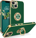 VENINGO iPhone 14 Case, Slim Fit Soft 360 Ring Holder Kickstand Magnetic Car Mount Supported Easy Clean Shockproof Protective Cover for Apple iPhone 14 6.1" 2022, Midnight Green