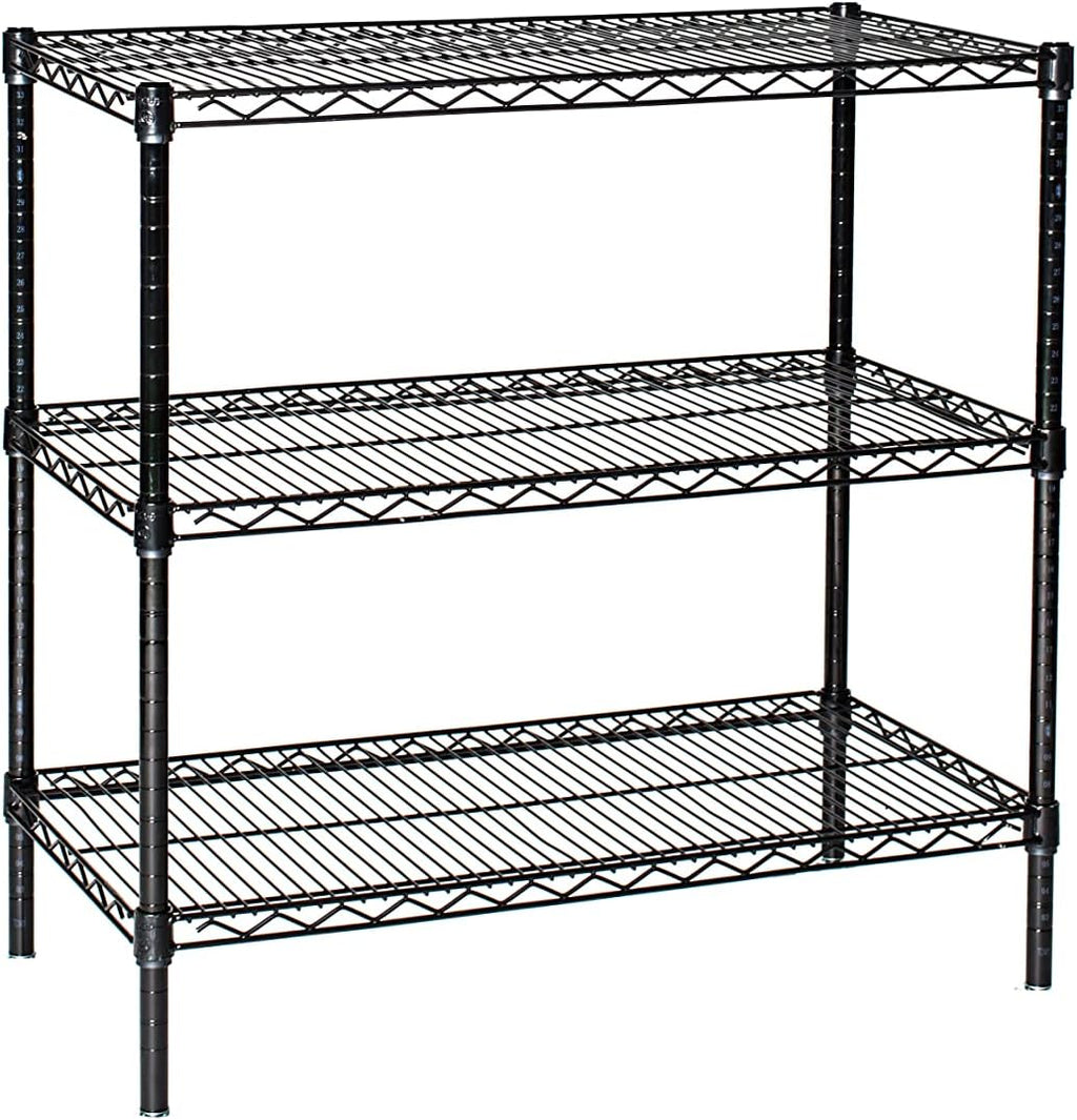 Omega 12" Deep x 36" Wide x 63" High 3 Tier Black Starter Shelving Unit