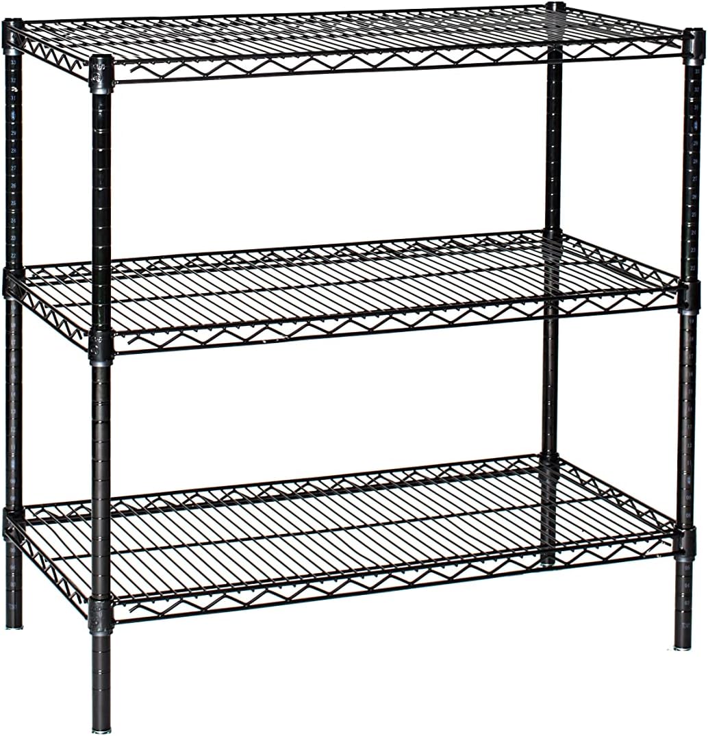Omega 24" Deep x 72" Wide x 36" High 3 Tier Black Starter Shelving Unit