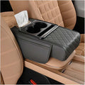 Car Armrest Box Thicken Height Pad Arm Rest Cushion Memory Cotton Elbow Universal Auto Interior Storage Tissue Organizer(Vivid Black)