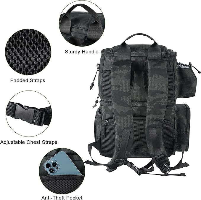 MATEIN Fishing Backpack, Water Resistant Tackle Storage Bag with Rod Holders & Cooler, Fishing Gifts for Men