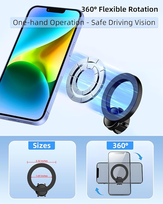PZK Car Phone Mount for Toyota Tundra 2014 2015 2016-2020 2021 Accessories Custom Air Vent Car Phone Holder Compatible with Magsafe Hands Free 360° Rotation Cell Phone Automobile Cradles