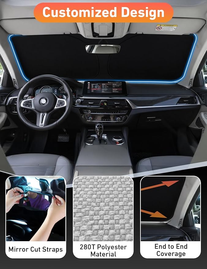 EcoNour Windshield Sunshade Compatible for Lincoln MKC 2015-2017 2018 2019, Sun Visor for Front Windshield & Window Sun Shade Cover, UV Heat Blocker & Protector, Car Accessories