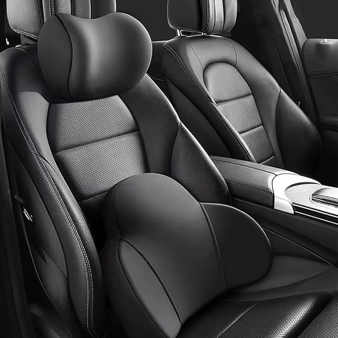 Headrest Neck Lumbar Pillows Car Seat for Audi A6 C7 C8 2011-2025, Universal Ergonomic Back Support Cushion, Comfortable Breathable Cover for Office Home, C/Green
