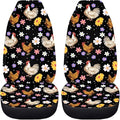 BIGCARJOB Boho Chicken Car Seat Protector - Full Set of 2 Pieces Hippie Daisy Chicken Vehicle Bucket Seat Pad for Women's Auto Interior