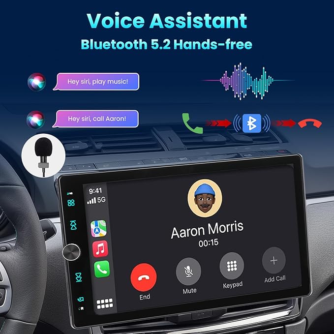 Single Din Car Radio Touchscreen (10.4" Rotatable) Compatible with Apple CarPlay [Wireless] Android Auto Car Stereo Bluetooth USB AUX SD Backup Camera