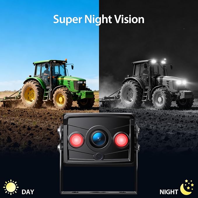 ZEROXCLUB 10" 1080P Wired Rear View Backup Camera System, Quad Split Screen IP69K Waterproof Reverse Camera, Vibration-Proof 10G for Tractor, Truck, Trailer, Combine, Heavy Equipment, BH101