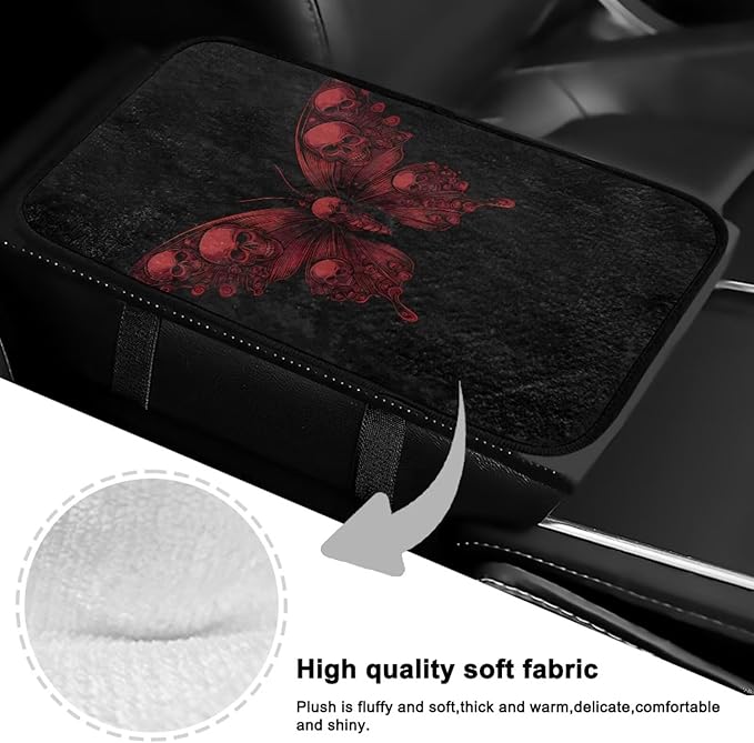 Red Butterfly Car Arm Rest Cushion Pad Full Coverage Warm Car Console Covers Easy Install Cars Center Console Armrest Cover Full Coverage Fit for Most Cars,Vehicles,SUVs