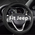 West Llama Customized Auto Car Steering Wheel Cover for Jeep Grand Cherokee,Wrangler,Compass,Gladiator,Cherokee 14.5-15 inches(Black - Standard Size)
