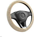 Elastic Steering Wheel Cover, 15"×15" Breathable Ice Silk Steering Wheel Protector, Universal Auto Wheel Wrap Anti-Slip Soft Cover for Ultimate Comfort, Car Accessories (Beige)
