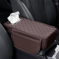 Car Center Console Cover for Toyota Highlander 3.Generation 2013-2020, Leather Car Arm Rest Cover, Car Armrest Cushion with 2 Storage Bags Car Center Console Armrest Pad, D Brown