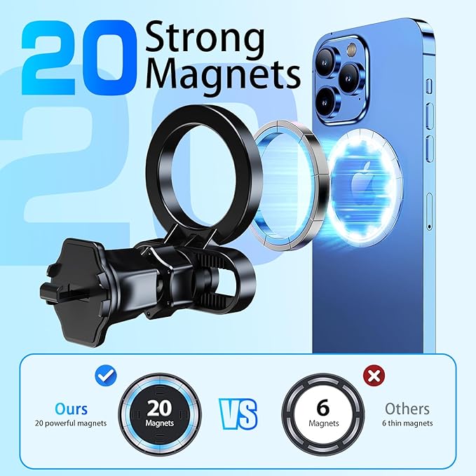 Mag safe Car Mount, Phone Holders for Your Car, [Strongest Magnets][Unlimited Angles]Magnetic Car Phone Holder Vent, Car Accessories for iPhone 16 15 Pro Plus Max 14 13 12 Mini Mag Safe Case Phones