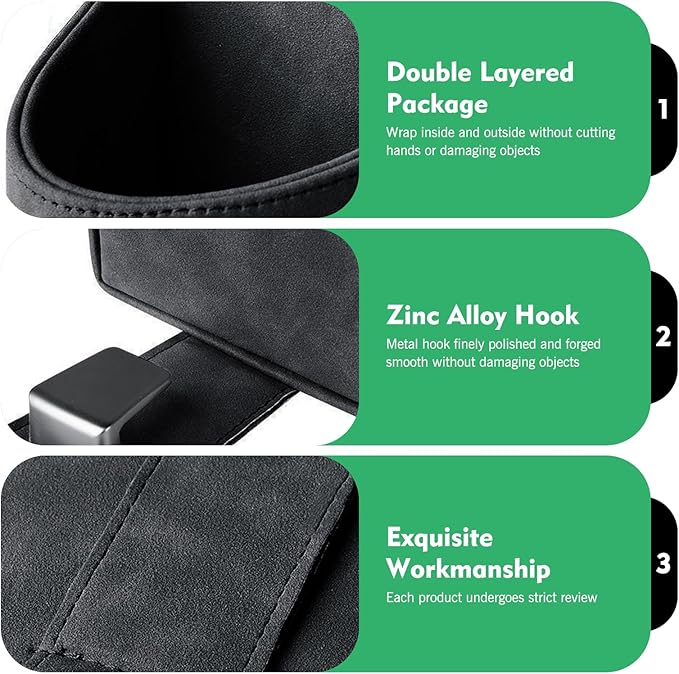 Car Headrest Cup Holder Organizer, Faux Leather Suede 2-in-1 Backseat Drink Holder with Hooks, Stable Spill-Resistant Storage for Drinks Bottles Bags, Universal Auto Interior Accessory (Black)