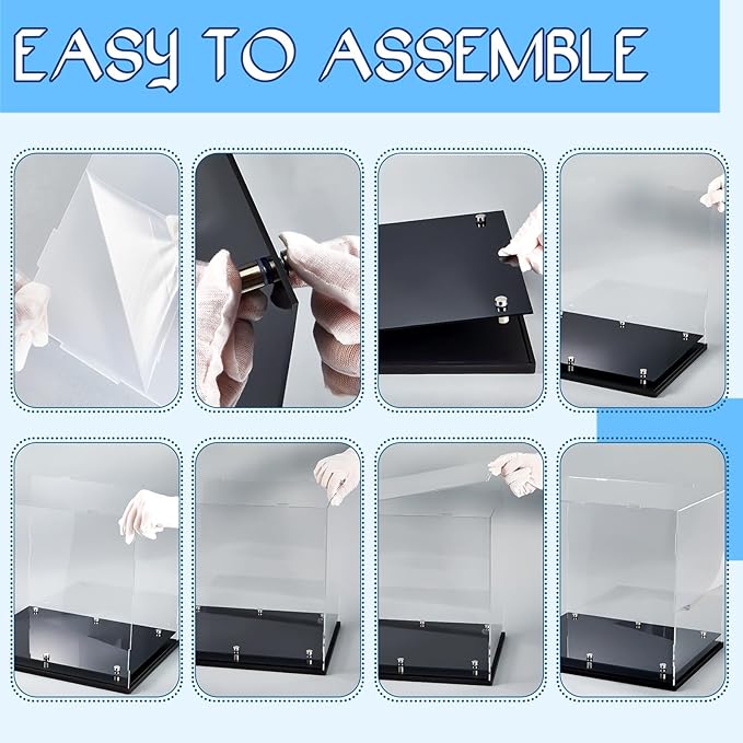 Barydat Football Helmet Display Case 14.2 x 11 x 12.6 Inch Full Size Acrylic Clear Hat Display Crystal Hat Box with Stainless Steel Risers for Basketball Sports Collectibles Showcase Memorabilia