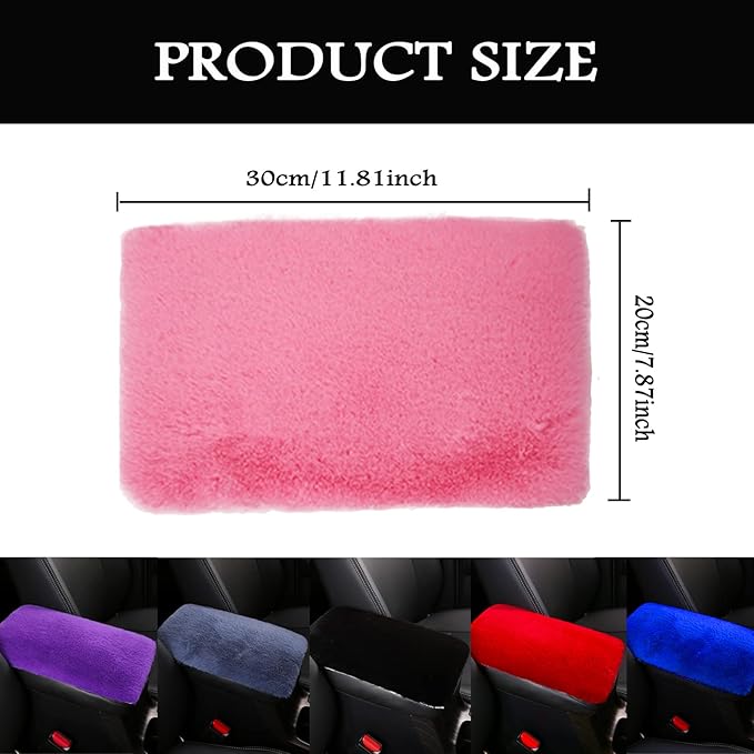 Fluffy Furry Armrest Cover for Car, Auto Center Console Cover Pad Car Soft Console Pad Wool Fur Armrest Seat Box Cover Protector Universal Fit for Most Vehicle, SUV (Purple)