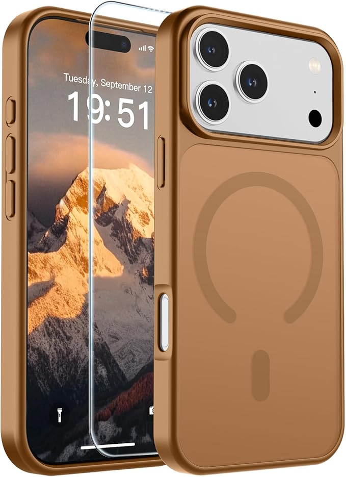 SUPFINE Magnetic for iPhone 17 Pro Max Case (Compatible with MagSafe)(Military Grade Drop Protection) Translucent Matte Shockproof with Anti-Fingerprint Phone Cover,Brown