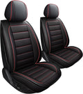 CAPITAUTO Seat Covers, Car Seat Covers Full Set, Black Car Seat Cover, Car Seat Covers Front Seats Back Seat Cover, Waterproof Faux Leather Seat Covers Fit for Most Cars Trucks SUV(Black&Red)