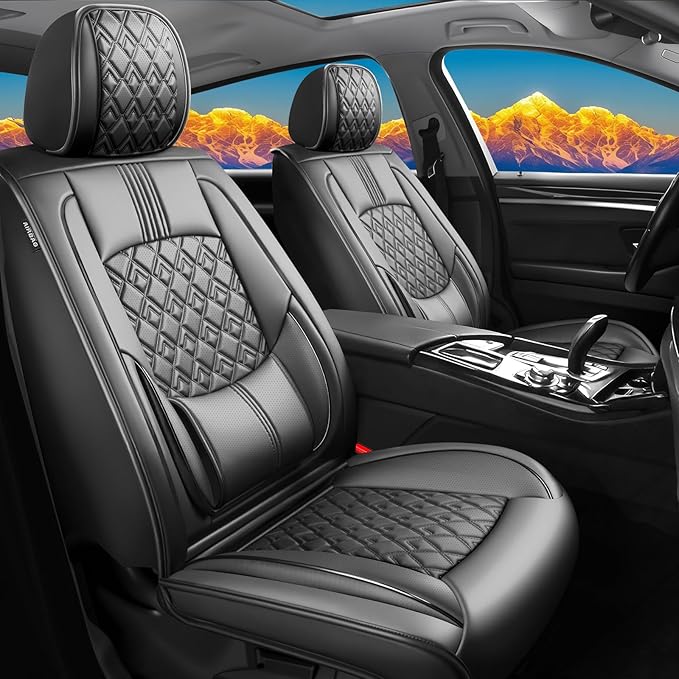 Fit HRV Car Seat Covers for Honda HR-V 2016-2024 2025 2026 - Upgraded Premium Waterproof & Breathable Leather, Airbag Compatible, All-Weather Seat Cushion Protector (Full Set, Black)