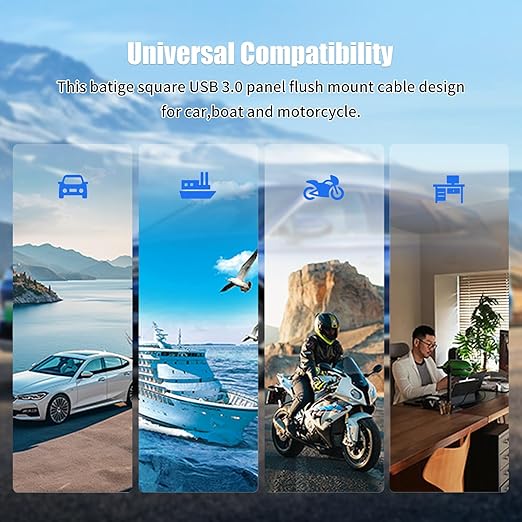 Dual Port USB A 3.0 Male to USB C 3.0 Female Extension Cable,Flush Mount Waterproof Panel Cable for Car,Truck,Boat,Motorcycle Dashboard 3.3ft