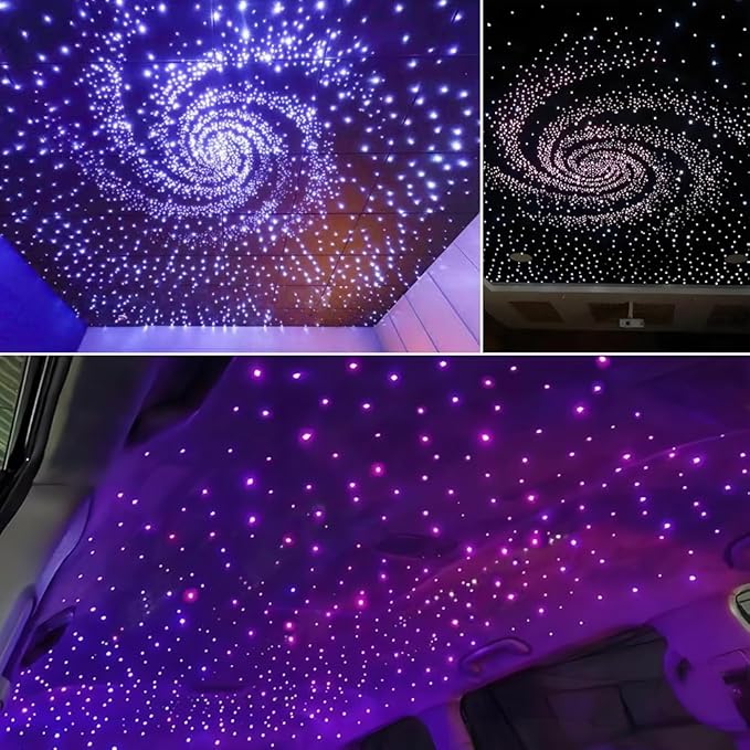 AKEPO 32W APP Twinkle Dual Head Fiber Optic Lights Kit Music Activated RGBW Star Ceiling Sky Light, 2000pcs 16.4ft/5m 0.03in/0.75mm Optical Fiber Cable + 28key Remote for Car & Home Media Room Decor