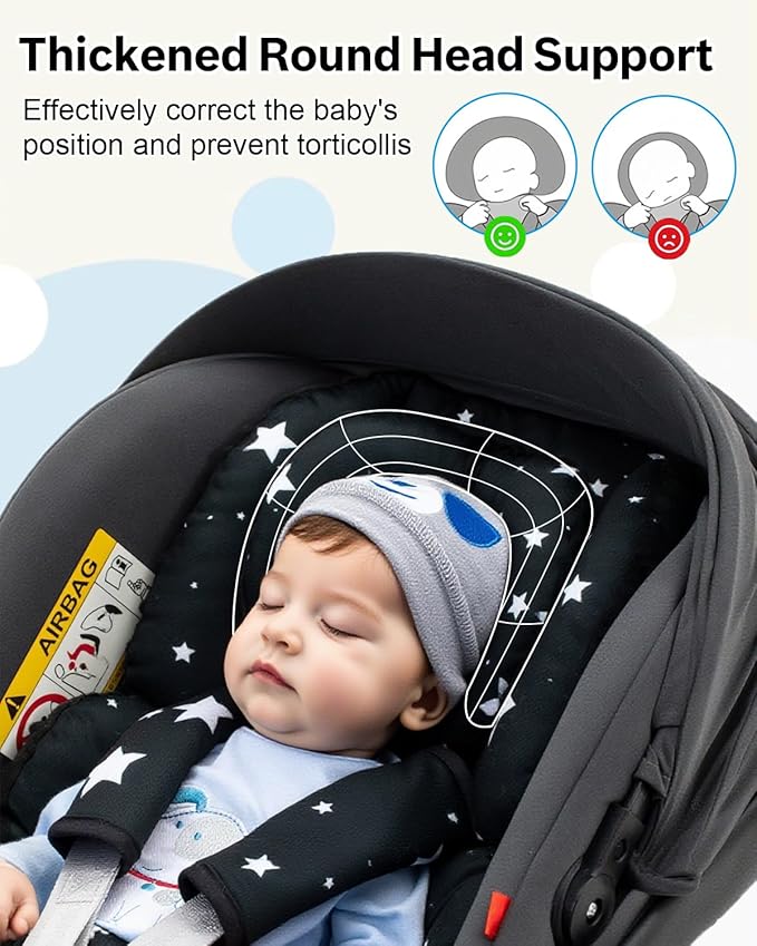 THE KENKYO Infant Insert with Extra Headrest, Adjustable Baby Car Seat Head Support with Shoulder Pads Set, Breathable Air Mesh Car Seat Insert for Newborn