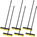 Zhehao 6 Pack 18 Inches Push Broom Outdoor, Multi Surface Garden Brush Broom with Adjustable 63" Long Handle for Deck, Driveway, Patio, Warehouse, Garage, Yard, Concrete Floor Cleaning