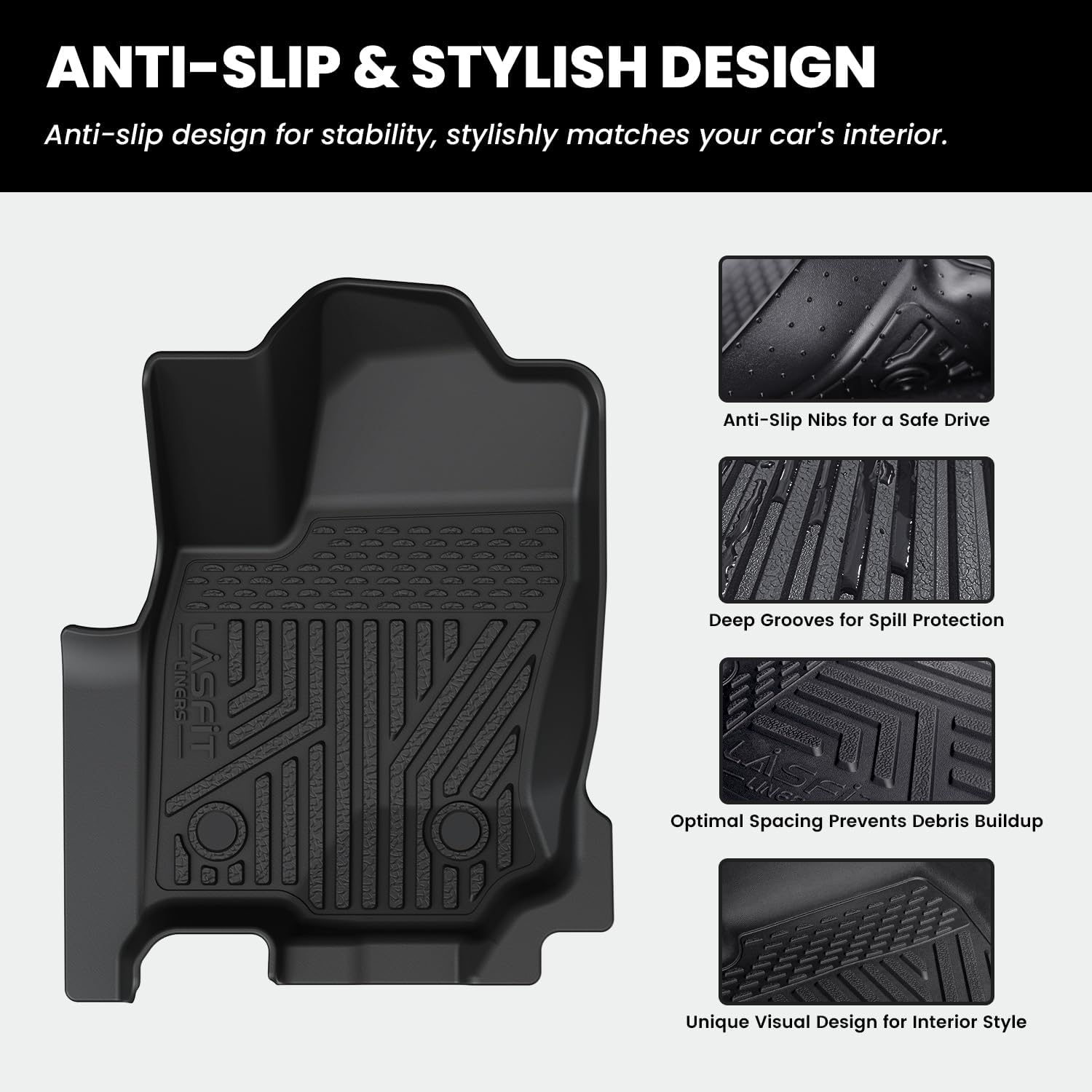 LASFIT Floor Mats for Toyota 4Runner 2025 2026 5 Seats(Not fit Hybrid) wtih Trunk mat&backrest mat, All Weather TPE Custom Fit Floor Liner for 4 Runner SR5/TRD/Limited 6th gen Front&Rear Car Mats