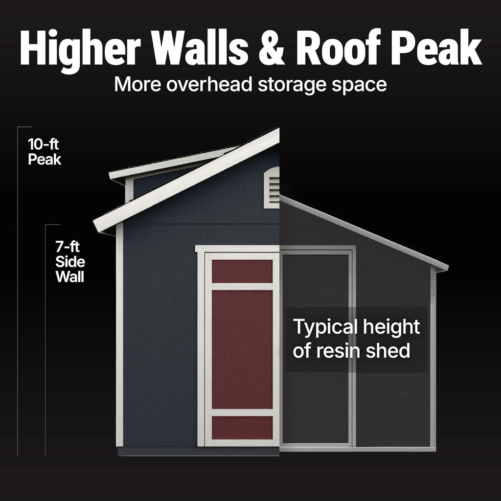 Handy Home Products Designer 12x10 Wooden Storage Shed with Dormer, Windows, and Floor Kit- Paint and Shingles not Included