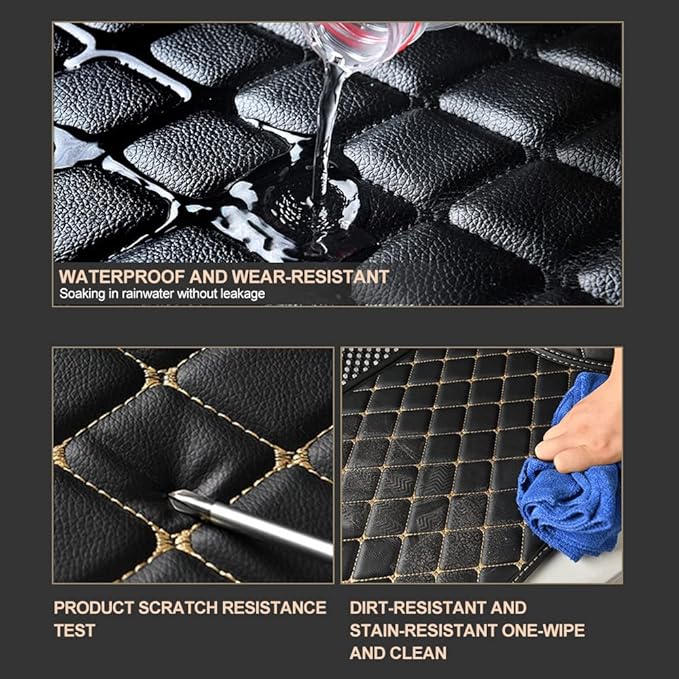 Custom Car Floor Mats Custom Logo/Pattern for SUV Van Truck Sedan Coupe Car Mats Full Surrouded Floor Mat All Weather Waterproof and Anti-Slip Protection Car Floor Liners(Black)